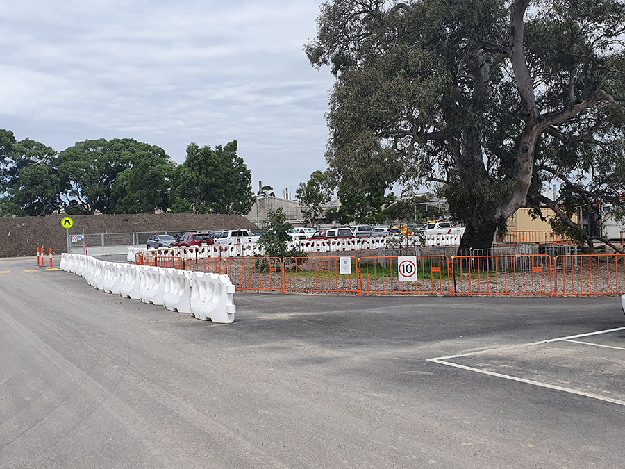 white road barriers