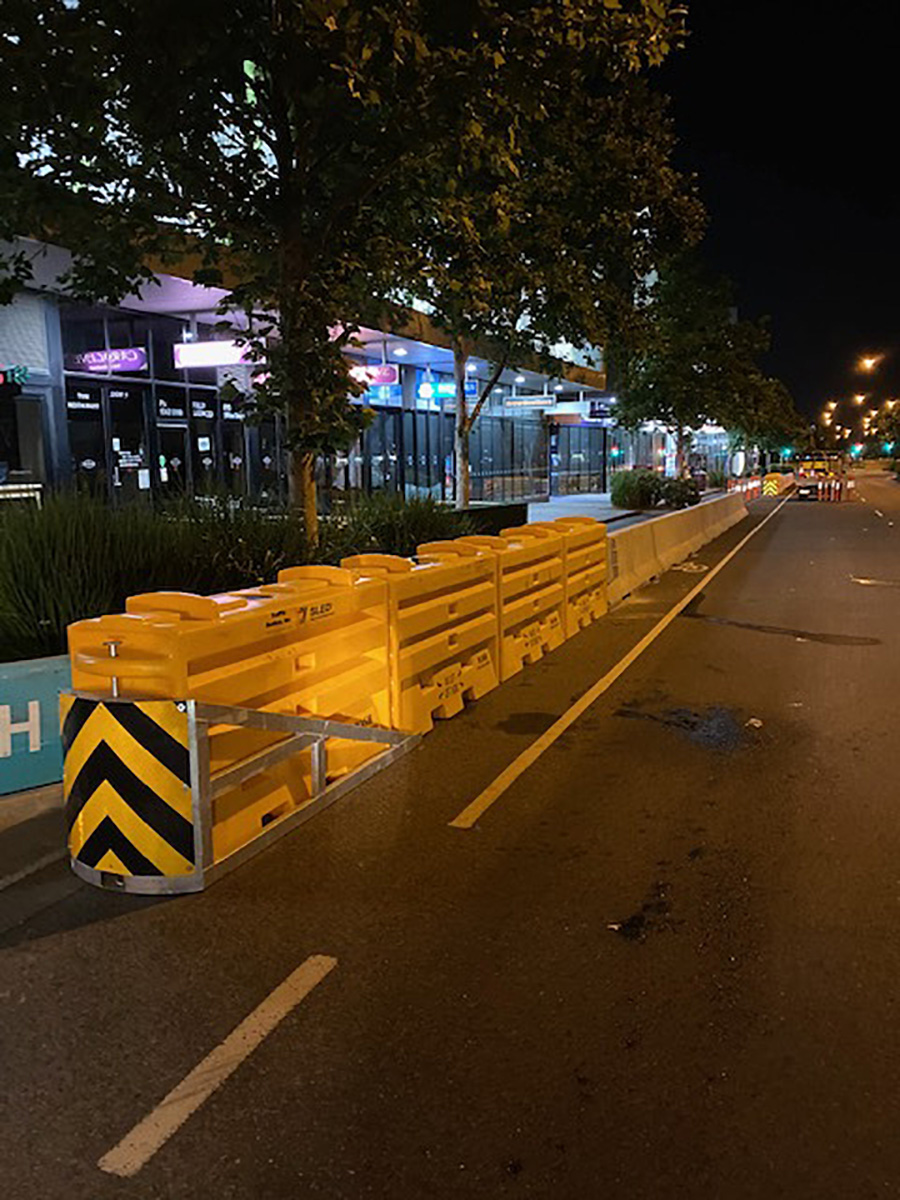 road barriers with sled
