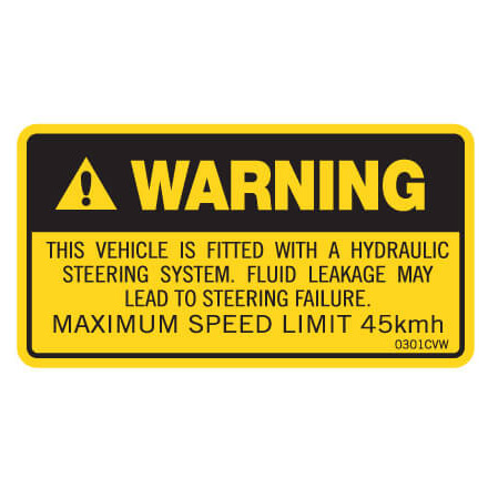 Machinery Safety Sticker - WARNING HYDRAULIC 50x90mm 
