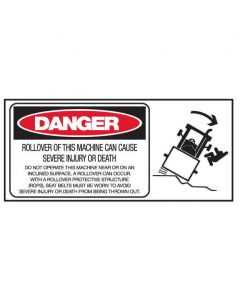 Machinery Safety Sticker - DANGER ROLLOVER 90x200mm 