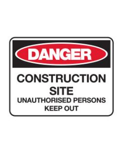 Danger Sign - Construction Site 600 x 450mm Metal