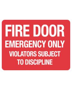 Fire Sign - Fire Door Emergency Only 225 x 300mm Poly
