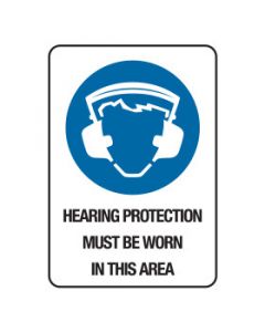 Mandatory Sign - HEARING PROTECTION IN THIS AREA
