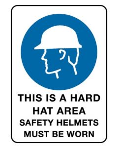 Mandatory Sign - This Is A Hard Hat Area 600 x 450 mm Corflute