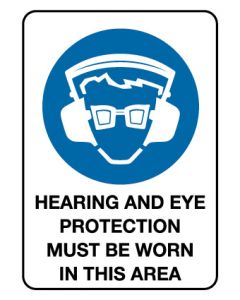 Mandatory Sign - Hearing And Eye Protection 450 x 300mm Metal