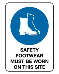 Mandatory Sign - Safety Footwear Must Be Worn On This Site 600 x 450 mm Corflute