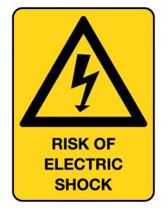 Warning Sign - Risk Of Electric Shock 225 x 300 mm Poly