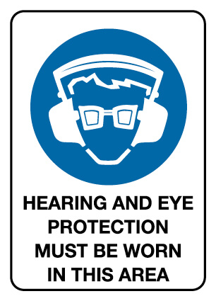 Mandatory Sign - Hearing And Eye Protection 300 x 225mm Poly