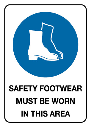 Mandatory Sign - Safety Footwear Must Be Worn 450 x 300 mm Poly