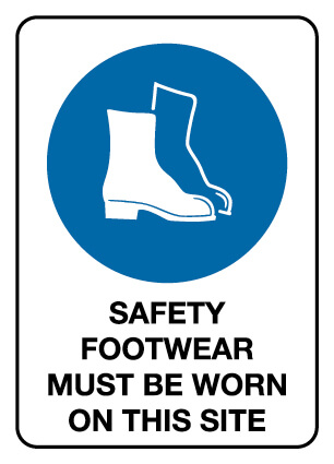 Mandatory Sign - Safety Footwear Must Be Worn On This Site 600 x 450 mm Poly