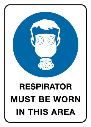 Mandatory Sign - Respirator Must Be Worn 600 x 450 mm Poly