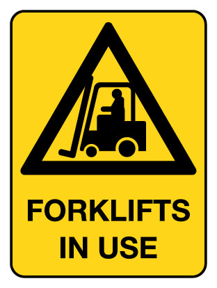 Forklifts In Use Warning Sign - Metal 600 x 450 mm
