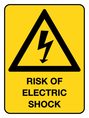 Warning Sign - Risk Of Electric Shock 225 x 300 mm Poly