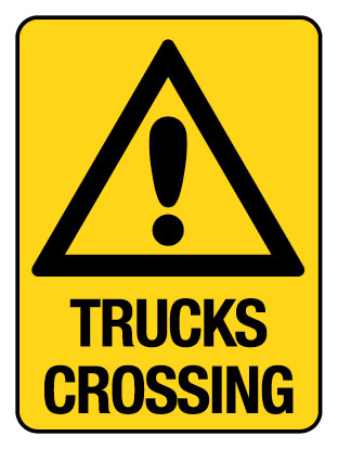 Warning Sign - Trucks Crossing 600 x 450 mm Poly