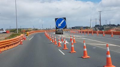 Traffic Cones by the Thousand at Auckland’s Flat Bush